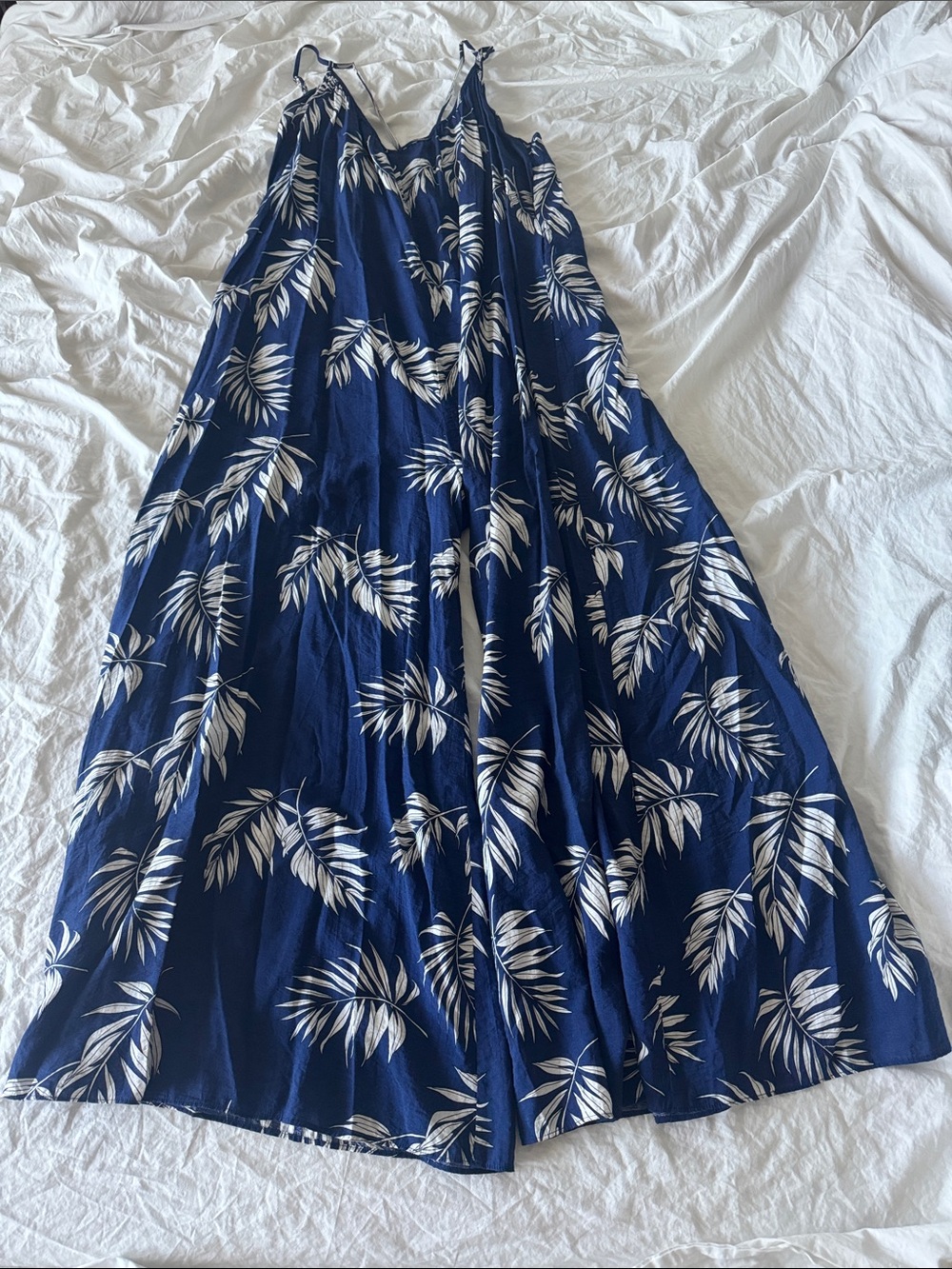 Aakaa Blue Tropical Print Jumpsuit